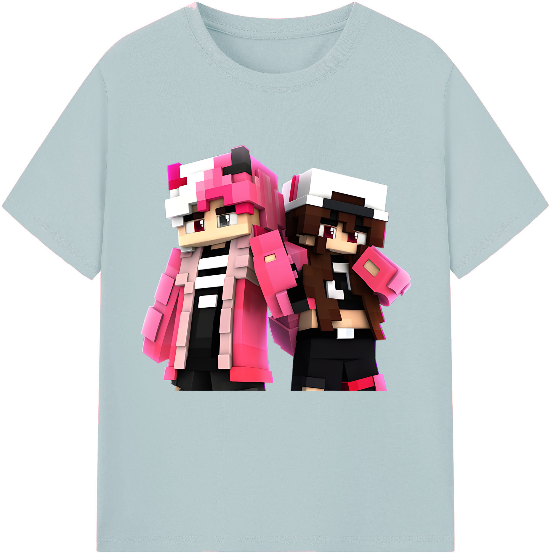 （画像用） マインクラフト ブロックの世界 Minecraft MC Block world 綿100％半袖Tシャツ（フロントプリント）